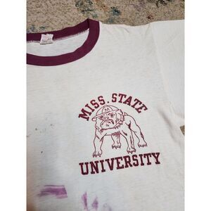 Vtg 40s 50s Mississippi State University Champion Running Man Tag Shirt Sz Small